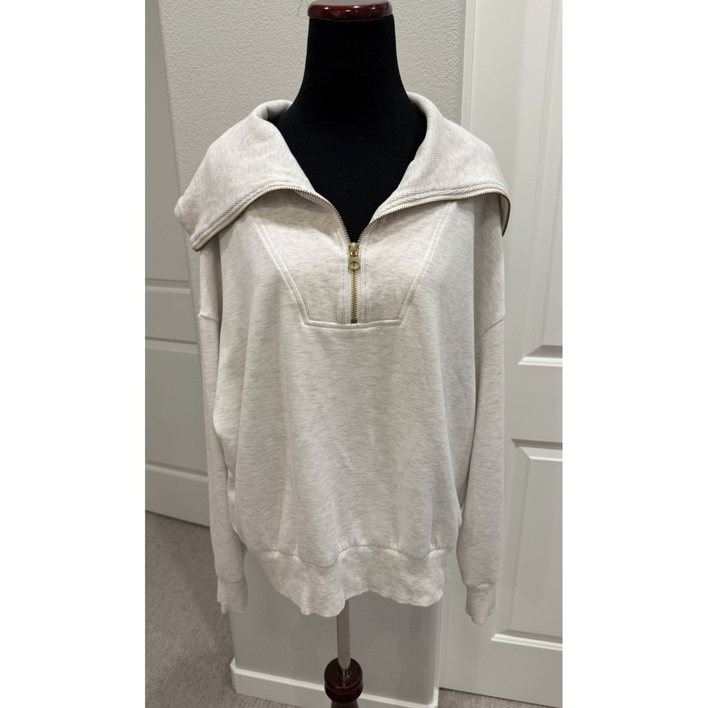 VARLEY | 'Catherine' Half Zip Double Soft Pullover Sweatshirt Medium Ivory